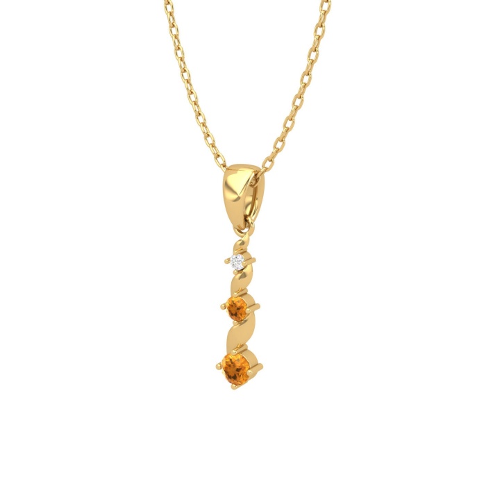 Dainty 14K Gold Natural Citrine Necklace, Minimalist Diamond Pendant, November Birthstone, Gift for her, Unique Diamond Layering Necklace | Save 33% - Rajasthan Living 11