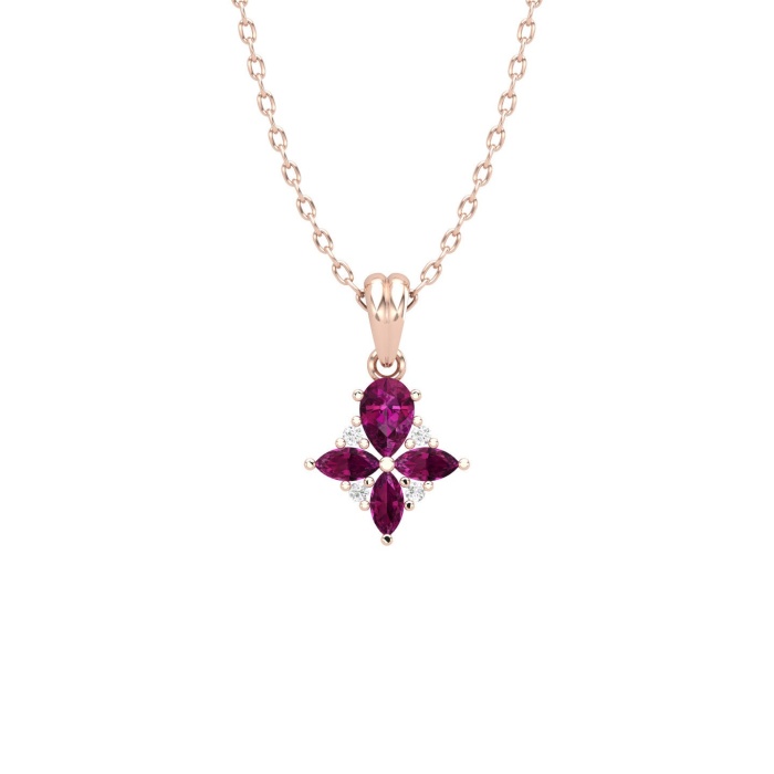14K Dainty Gold Natural Garnet Designer Necklace, Diamond Pendant Necklace, Gold Necklaces For Women, January Birthstone Minimalist Pendant | Save 33% - Rajasthan Living 10