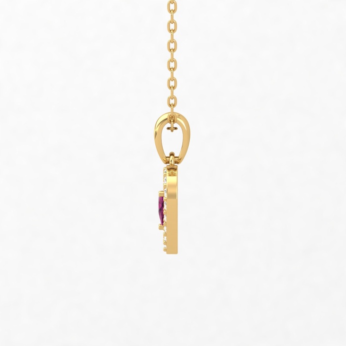 Natural Rhodolite Garnet 14K Dainty Gold Designer Necklace, Handmade Diamond Pendant, Gold Necklaces For Women, January Birthstone Pendant | Save 33% - Rajasthan Living 14