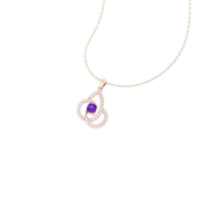 Natural Amethyst 14K Dainty Gold Designer Necklace, Diamond Pendant, Everyday Gemstone Pendant For Women, February Birthstone Pendant Charms | Save 33% - Rajasthan Living 11