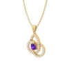 Natural Amethyst 14K Dainty Gold Designer Necklace, Diamond Pendant, Everyday Gemstone Pendant For Women, February Birthstone Pendant Charms | Save 33% - Rajasthan Living 24