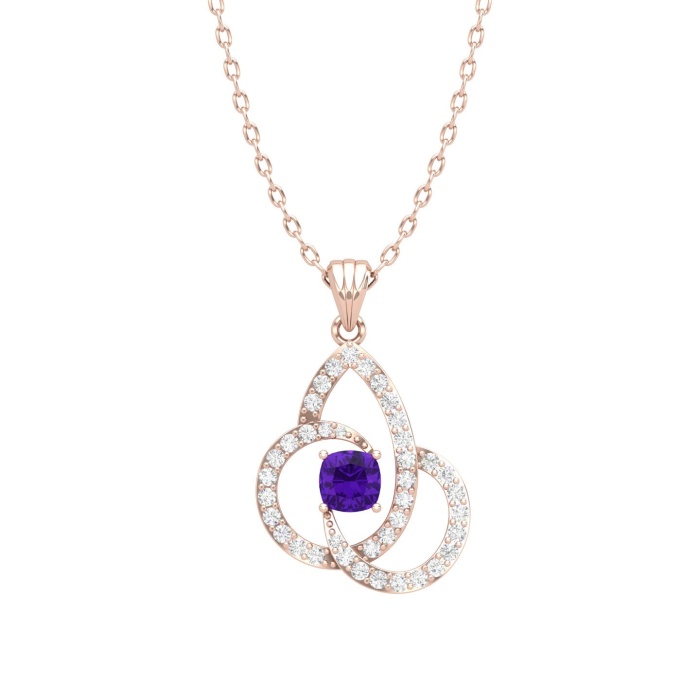 Natural Amethyst 14K Dainty Gold Designer Necklace, Diamond Pendant, Everyday Gemstone Pendant For Women, February Birthstone Pendant Charms | Save 33% - Rajasthan Living 13