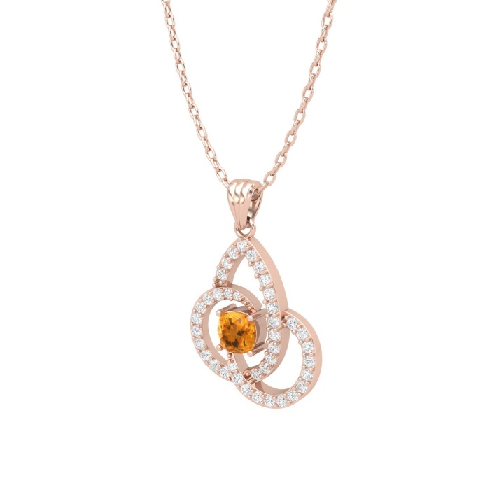 Dainty 14K Natural Citrine Gold Designer Necklace, Diamond Pendant For Her, Gold Necklaces For Women, November Birthstone Handmade Pendant | Save 33% - Rajasthan Living 13