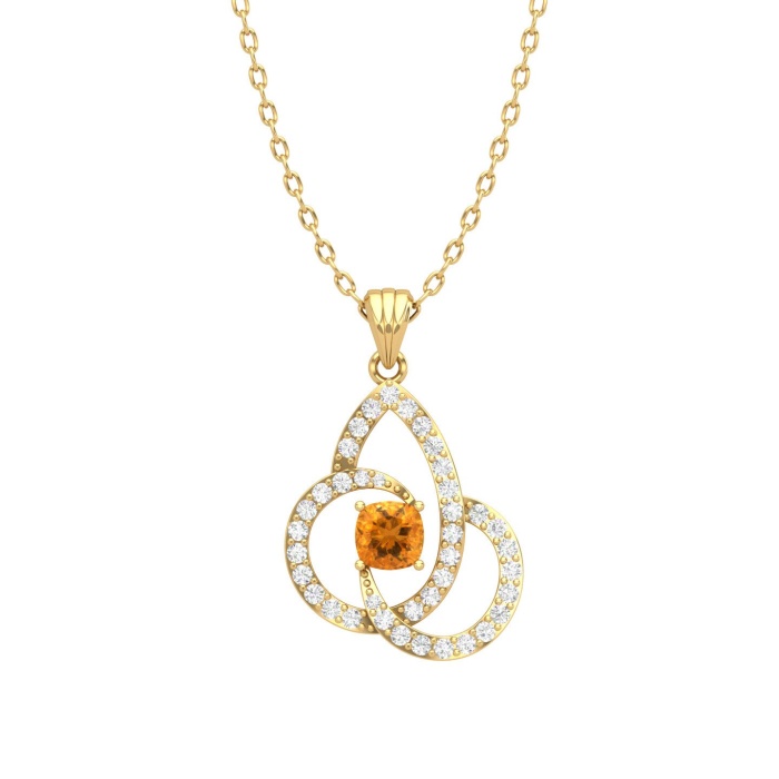 Dainty 14K Natural Citrine Gold Designer Necklace, Diamond Pendant For Her, Gold Necklaces For Women, November Birthstone Handmade Pendant | Save 33% - Rajasthan Living 6
