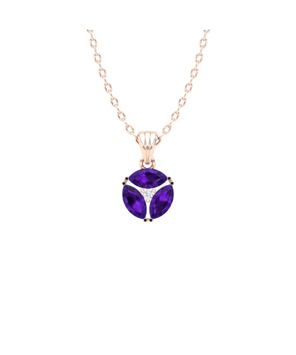 Natural Amethyst Dainty 14K Gold Necklace, Minimalist Diamond Pendant, Gift for her, Unique Diamond Layering Necklace | Save 33% - Rajasthan Living
