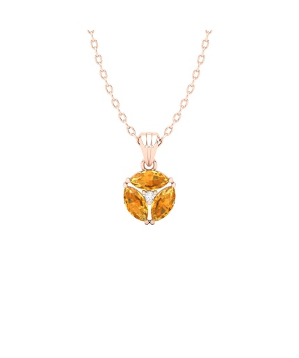 Solid 14K Natural Citrine Gold Necklace, Minimalist Diamond Pendant, November Birthstone, Gift for her, Unique Diamond Layering Necklace | Save 33% - Rajasthan Living 3
