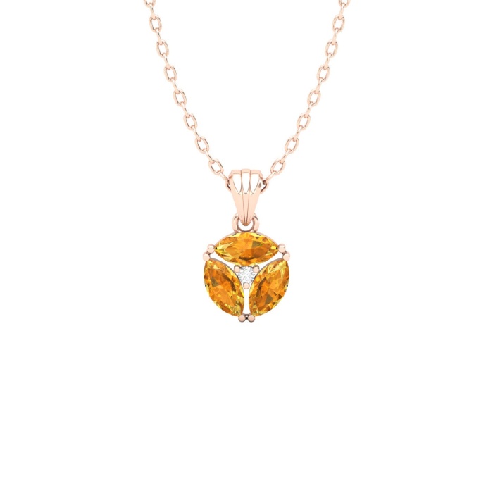 Solid 14K Natural Citrine Gold Necklace, Minimalist Diamond Pendant, November Birthstone, Gift for her, Unique Diamond Layering Necklace | Save 33% - Rajasthan Living 7
