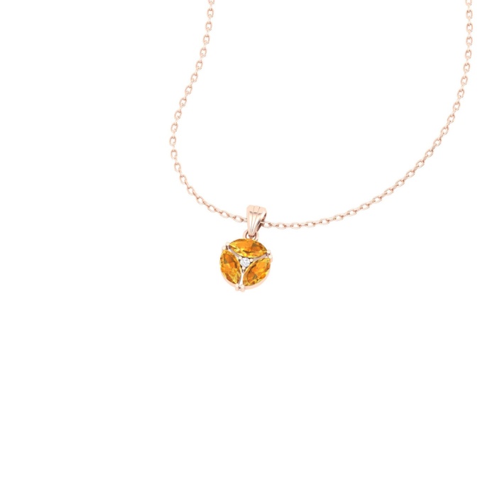 Solid 14K Natural Citrine Gold Necklace, Minimalist Diamond Pendant, November Birthstone, Gift for her, Unique Diamond Layering Necklace | Save 33% - Rajasthan Living 11