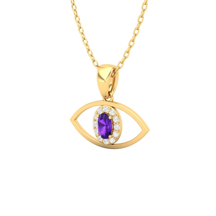Natural Amethyst Dainty 14K Gold Necklace, Minimalist Diamond Pendant, February Birthstone, Gift for her, Unique Diamond Layering Necklace | Save 33% - Rajasthan Living 13