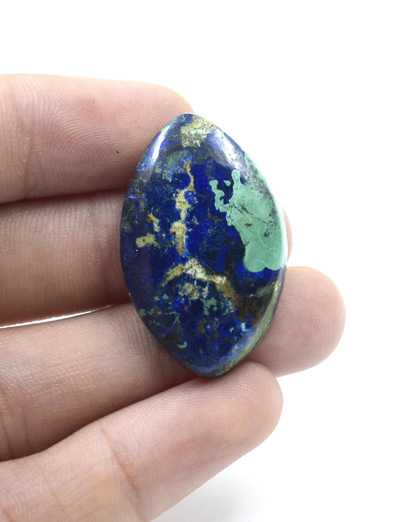 100% Natural Azurite Malachite Cabochon Good quality stone Beautiful Art Making for jewellery Ring 43.60 CARAT 33X21 MM | Save 33% - Rajasthan Living 11