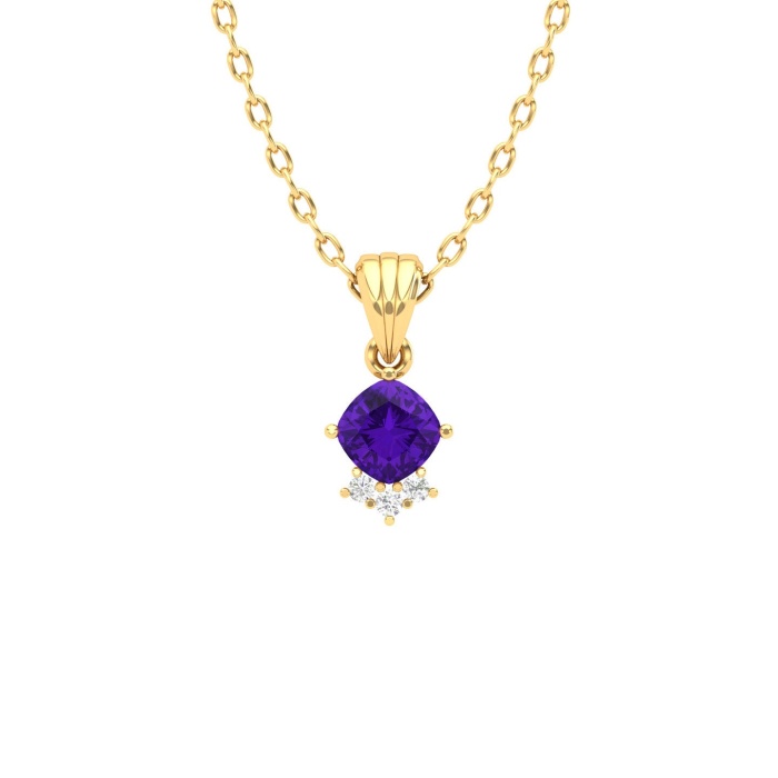 Dainty 14K Gold Natural Amethyst Necklace, Minimalist Diamond Pendant, Everyday Gemstone Jewelry For Her, Handmade Pendant For Women, Charms | Save 33% - Rajasthan Living 12