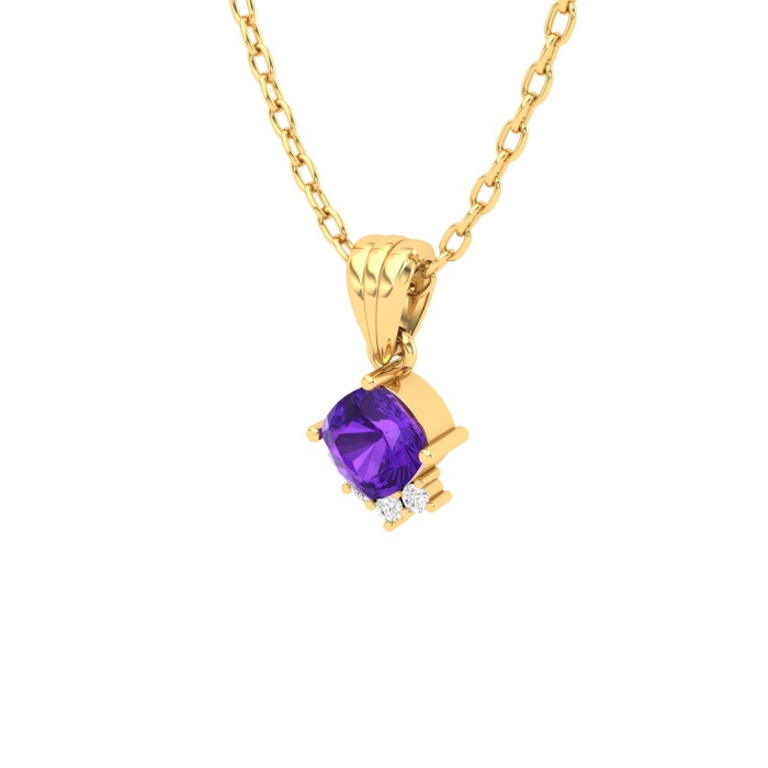 Dainty 14K Gold Natural Amethyst Necklace, Minimalist Diamond Pendant, Everyday Gemstone Jewelry For Her, Handmade Pendant For Women, Charms | Save 33% - Rajasthan Living 13