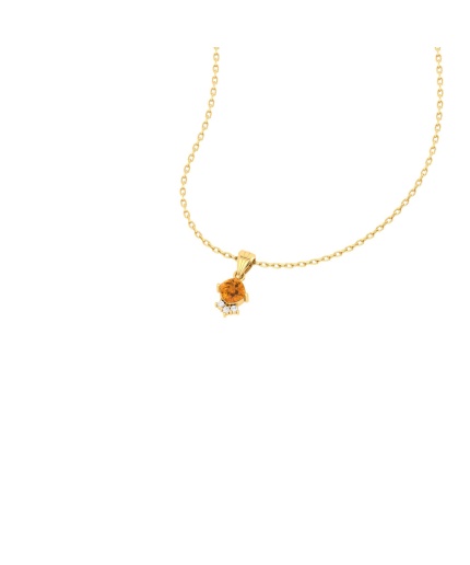 Natural Citrine Dainty 14K Gold Necklace, Minimalist Diamond Pendant, November Birthstone Gem, Handmade Jewellery, Unique Layering Necklace | Save 33% - Rajasthan Living 3