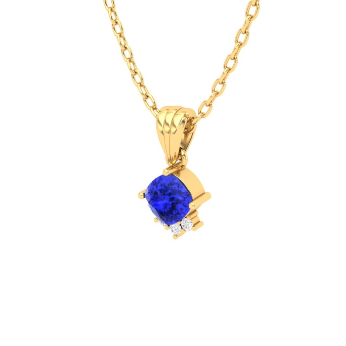 14K Solid Natural Tanzanite Gold Necklace, Minimalist Diamond Pendant, December Birthstone, Gift for her, Unique Diamond Layering Necklace | Save 33% - Rajasthan Living 11