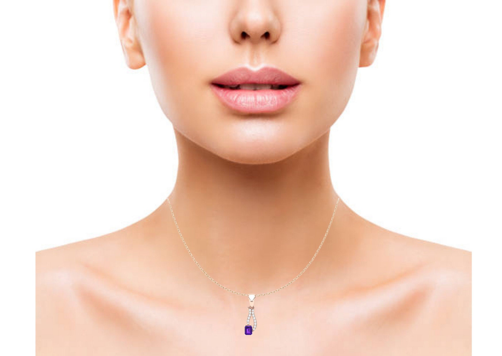 Natural Amethyst Solid 14K Gold Necklace, Minimalist Diamond Pendant, February Birthstone, Gift for her, Unique Diamond Layering Necklace | Save 33% - Rajasthan Living 24
