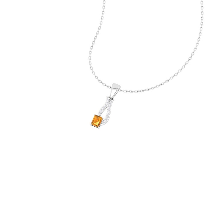 Natural Citrine Solid 14K Gold Necklace, Minimalist Diamond Pendant, Gift for her, Unique Diamond Layering Necklace | Save 33% - Rajasthan Living 8