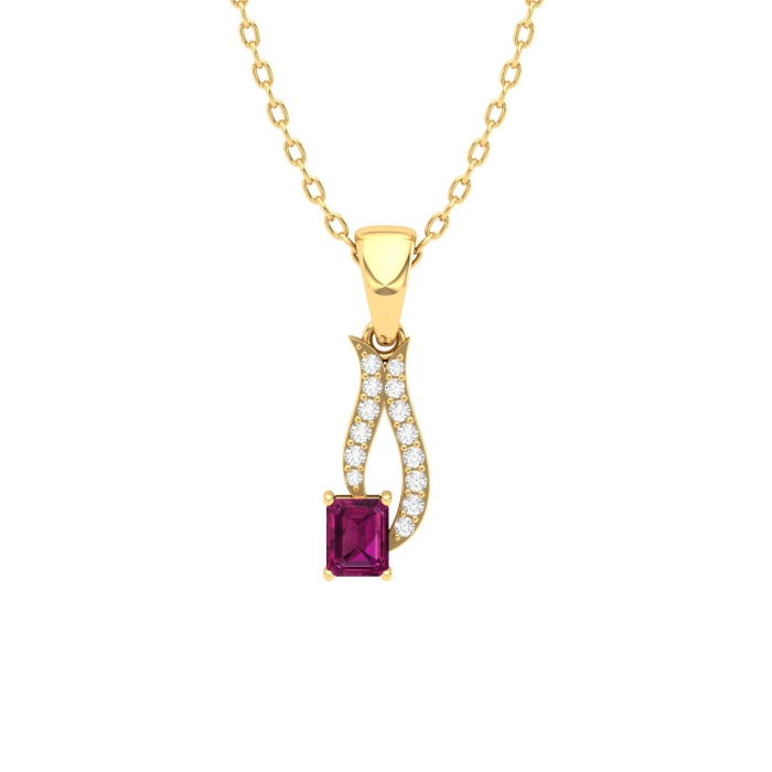 Natural Rhodolite Garnet 14K Solid Gold Designer Necklace, Diamond Pendant Necklace, Gold Necklaces For Women, January Birthstone Pendant | Save 33% - Rajasthan Living 14