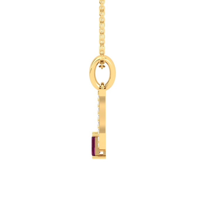 Natural Rhodolite Garnet 14K Solid Gold Designer Necklace, Diamond Pendant Necklace, Gold Necklaces For Women, January Birthstone Pendant | Save 33% - Rajasthan Living 13