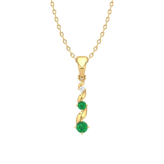 14K Solid Gold Emerald Designer Necklace, Handmade Diamond Pendant, Gold Necklace For Women, May Birthstone, Everyday Gemstone Pendant | Save 33% - Rajasthan Living 9