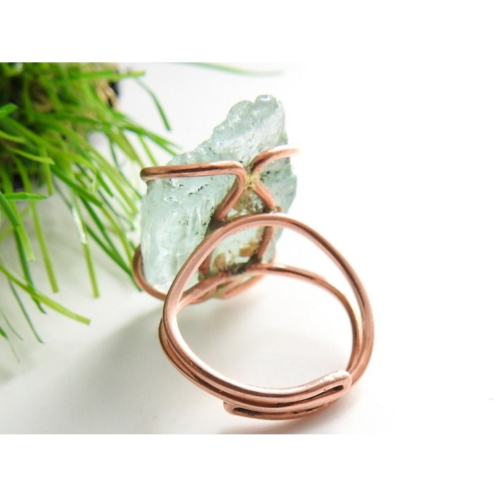 Aquamarine Natural Rough Rings,Wire Wrapping Jewelry,Copper,Adjustable,Raw,Wire-Wrapped,Minerals Stone,One Of A Kind 20-22MM Long CJ-1 | Save 33% - Rajasthan Living 9