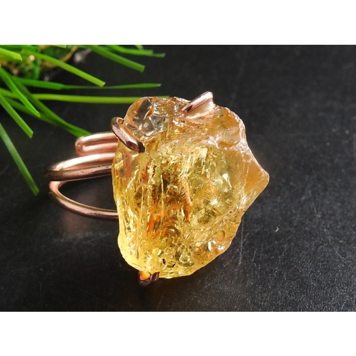 Citrine Natural Rough Rings,Wire Wrapping,Copper,Adjustable,Wire-Wrapped,Minerals Stone,One Of A Kind,Wholesaler,Supplies 20-22MM Long CJ-1 | Save 33% - Rajasthan Living 8