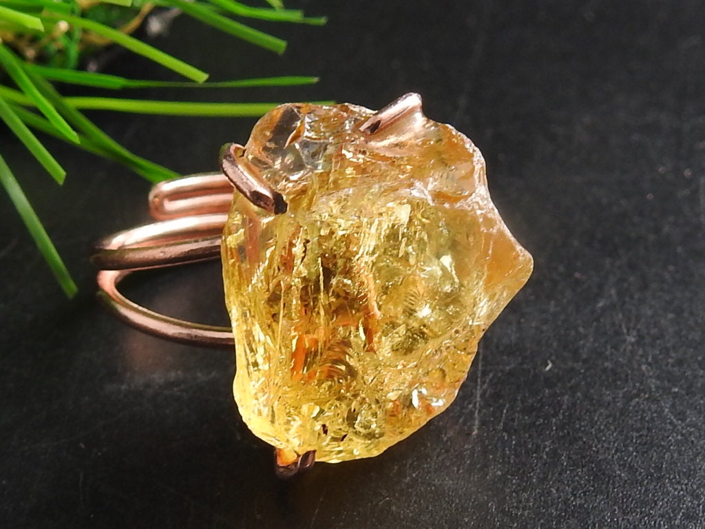 Citrine Natural Rough Rings,Wire Wrapping,Copper,Adjustable,Wire-Wrapped,Minerals Stone,One Of A Kind,Wholesaler,Supplies 20-22MM Long CJ-1 | Save 33% - Rajasthan Living 14