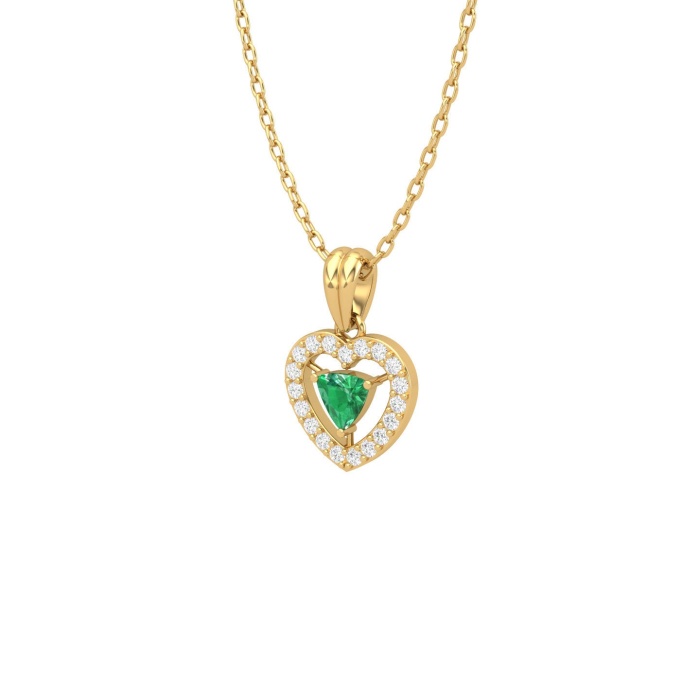 Natural Emerald 14K Solid Gold Designer Necklace, Handmade Diamond Pendant For Her, Gold Necklaces For Women, May Birthstone Pendant | Save 33% - Rajasthan Living 11