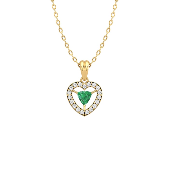 Natural Emerald 14K Solid Gold Designer Necklace, Handmade Diamond Pendant For Her, Gold Necklaces For Women, May Birthstone Pendant | Save 33% - Rajasthan Living 9