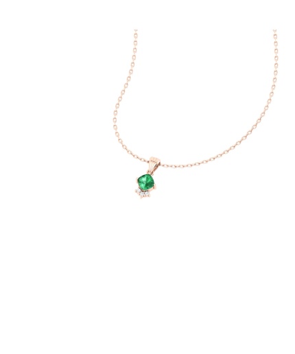 14K Solid Natural Emerald Gold Necklace, Minimalist Diamond Pendant, May Birthstone, Gift for her, Unique Handmade Diamond Layering Necklace | Save 33% - Rajasthan Living 3