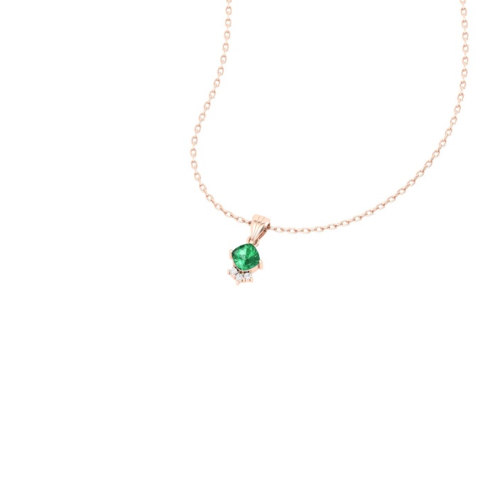 14K Solid Natural Emerald Gold Necklace, Minimalist Diamond Pendant, May Birthstone, Gift for her, Unique Handmade Diamond Layering Necklace | Save 33% - Rajasthan Living 7