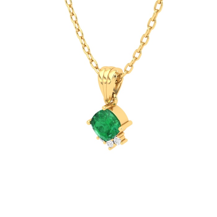14K Solid Natural Emerald Gold Necklace, Minimalist Diamond Pendant, May Birthstone, Gift for her, Unique Handmade Diamond Layering Necklace | Save 33% - Rajasthan Living 11