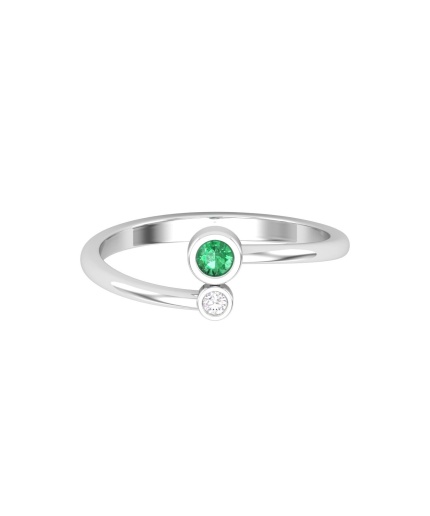 Natural Emerald 14K Dainty Stacking Ring, Rose Gold Statement Ring For Women, May Birthstone Promise Ring For Her, Everyday Gemstone | Save 33% - Rajasthan Living 5