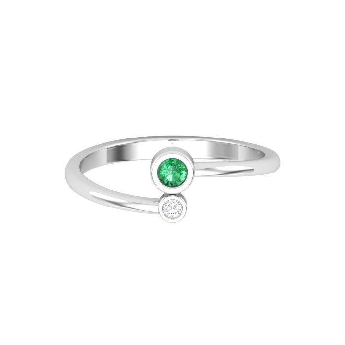 Natural Emerald 14K Dainty Stacking Ring, Rose Gold Statement Ring For Women, May Birthstone Promise Ring For Her, Everyday Gemstone | Save 33% - Rajasthan Living 6