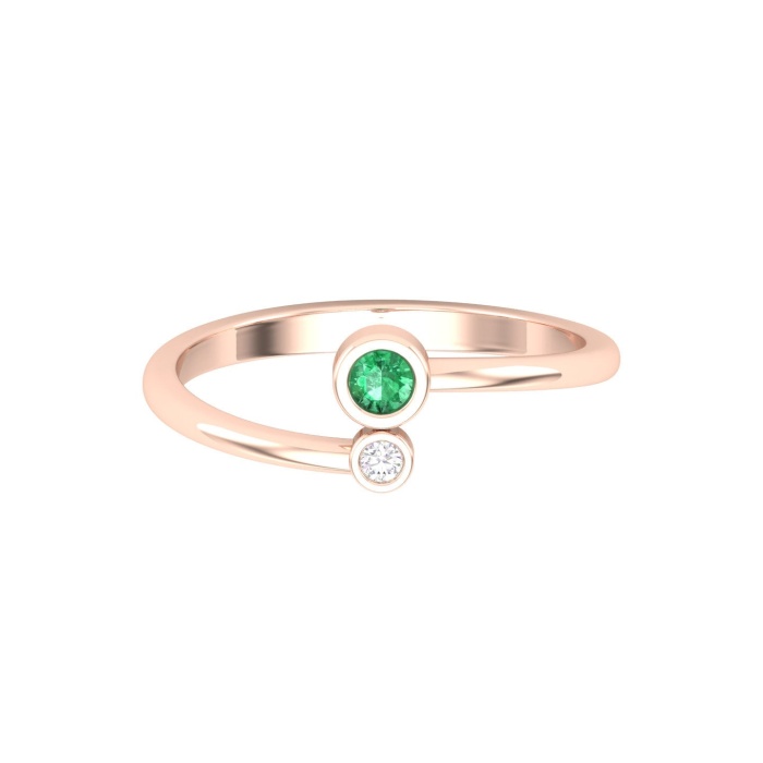 Natural Emerald 14K Dainty Stacking Ring, Rose Gold Statement Ring For Women, May Birthstone Promise Ring For Her, Everyday Gemstone | Save 33% - Rajasthan Living 9