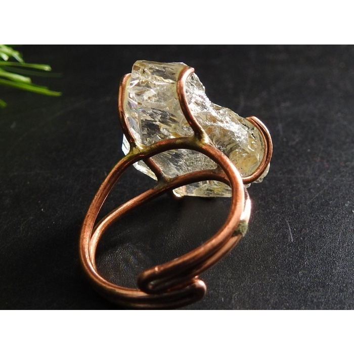 Herkimer Diamond Natural Crystal Rough Ring,Wire Wrapping,Copper,Adjustable,Wire-Wrapped,Minerals Stone,One Of A Kind 20-22MM Long CJ-1 | Save 33% - Rajasthan Living 12
