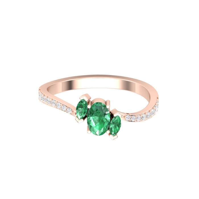14K Solid Natural Emerald Statement Ring, Rose Gold Statement Ring For Women, May Birthstone Promise Ring For Her, Everyday Gemstone | Save 33% - Rajasthan Living 13