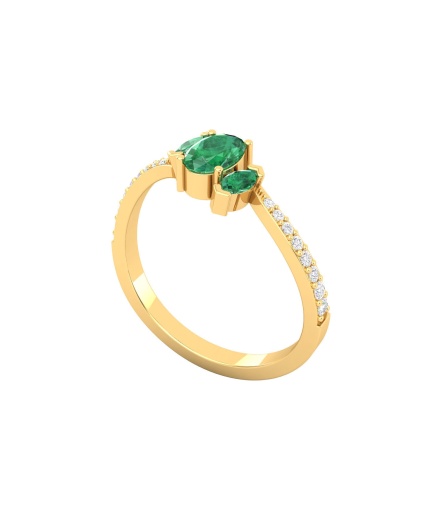 14K Solid Natural Emerald Statement Ring, Rose Gold Statement Ring For Women, May Birthstone Promise Ring For Her, Everyday Gemstone | Save 33% - Rajasthan Living 3