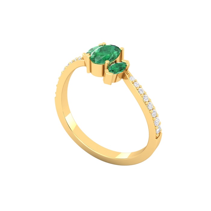 14K Solid Natural Emerald Statement Ring, Rose Gold Statement Ring For Women, May Birthstone Promise Ring For Her, Everyday Gemstone | Save 33% - Rajasthan Living 7