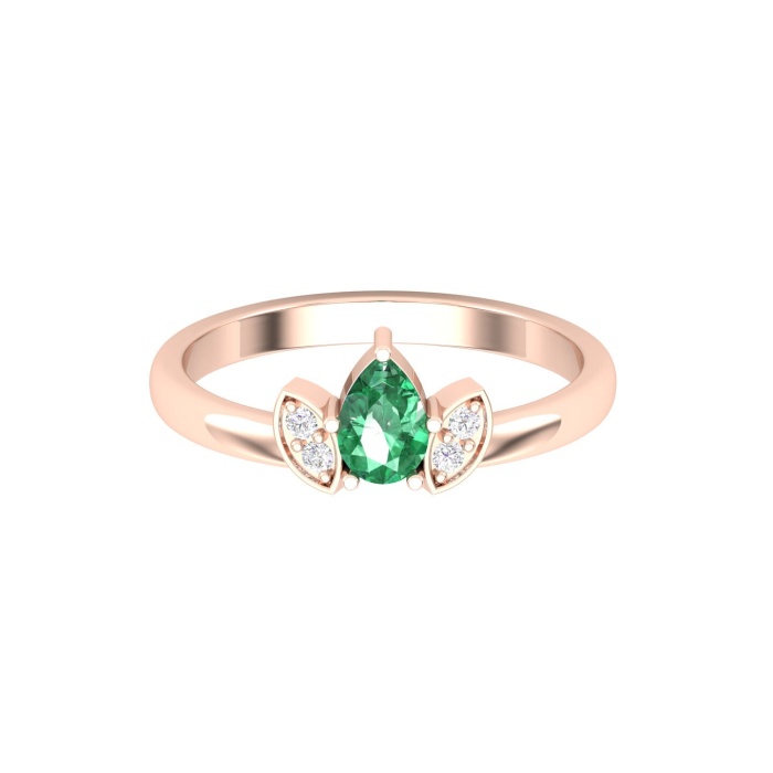 Solid 14K Gold Natural Emerald Ring, Everyday Gemstone Ring For Her, Handmade Jewellery For Women, May Birthstone Statement Ring | Save 33% - Rajasthan Living 11