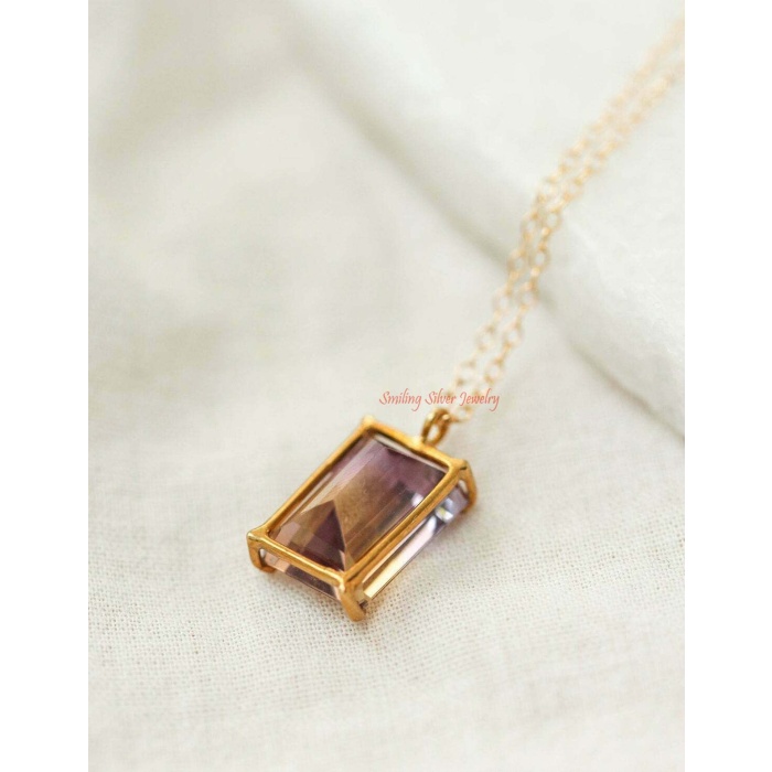14K Yellow Gold Plated Octagon Ametrine Engagement Wedding Solitaire Pendant for gifting | Save 33% - Rajasthan Living 6