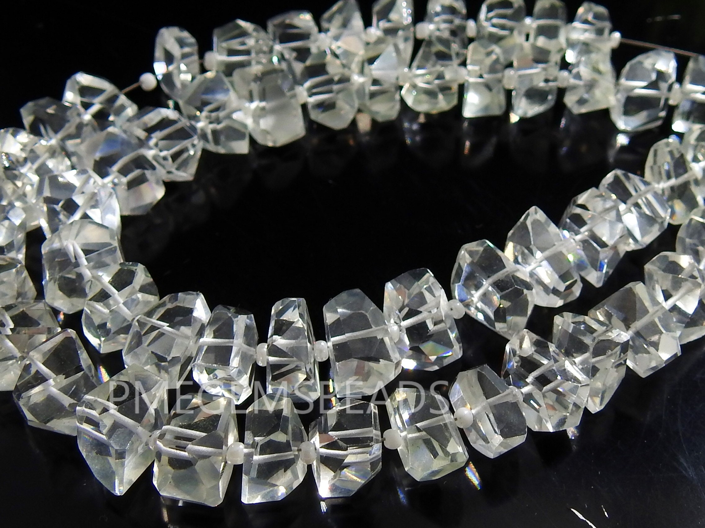 Crystal Clear Hydro Quartz Tumble,Faceted,Nugget,Hydro,Irregular,Loose Stone,For Making Jewelry,Necklace,Bracelet 8Inch 8-10MM Approx (pme) | Save 33% - Rajasthan Living 14