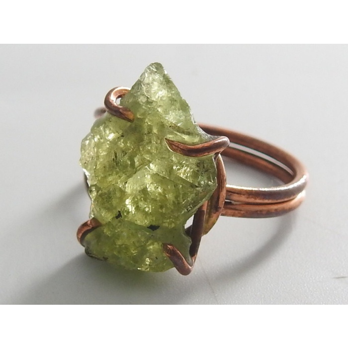 Grossular Garnet Rough Ring,Green,Wire Wrapping,Copper,Adjustable,Wire-Wrapped,Minerals Stone,One Of A Kind 15-20MM Long CJ-1 | Save 33% - Rajasthan Living 9