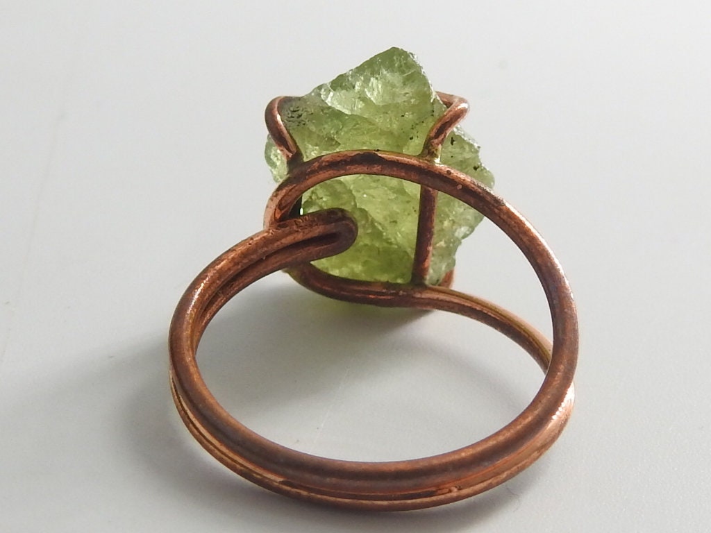 Grossular Garnet Rough Ring,Green,Wire Wrapping,Copper,Adjustable,Wire-Wrapped,Minerals Stone,One Of A Kind 15-20MM Long CJ-1 | Save 33% - Rajasthan Living 19