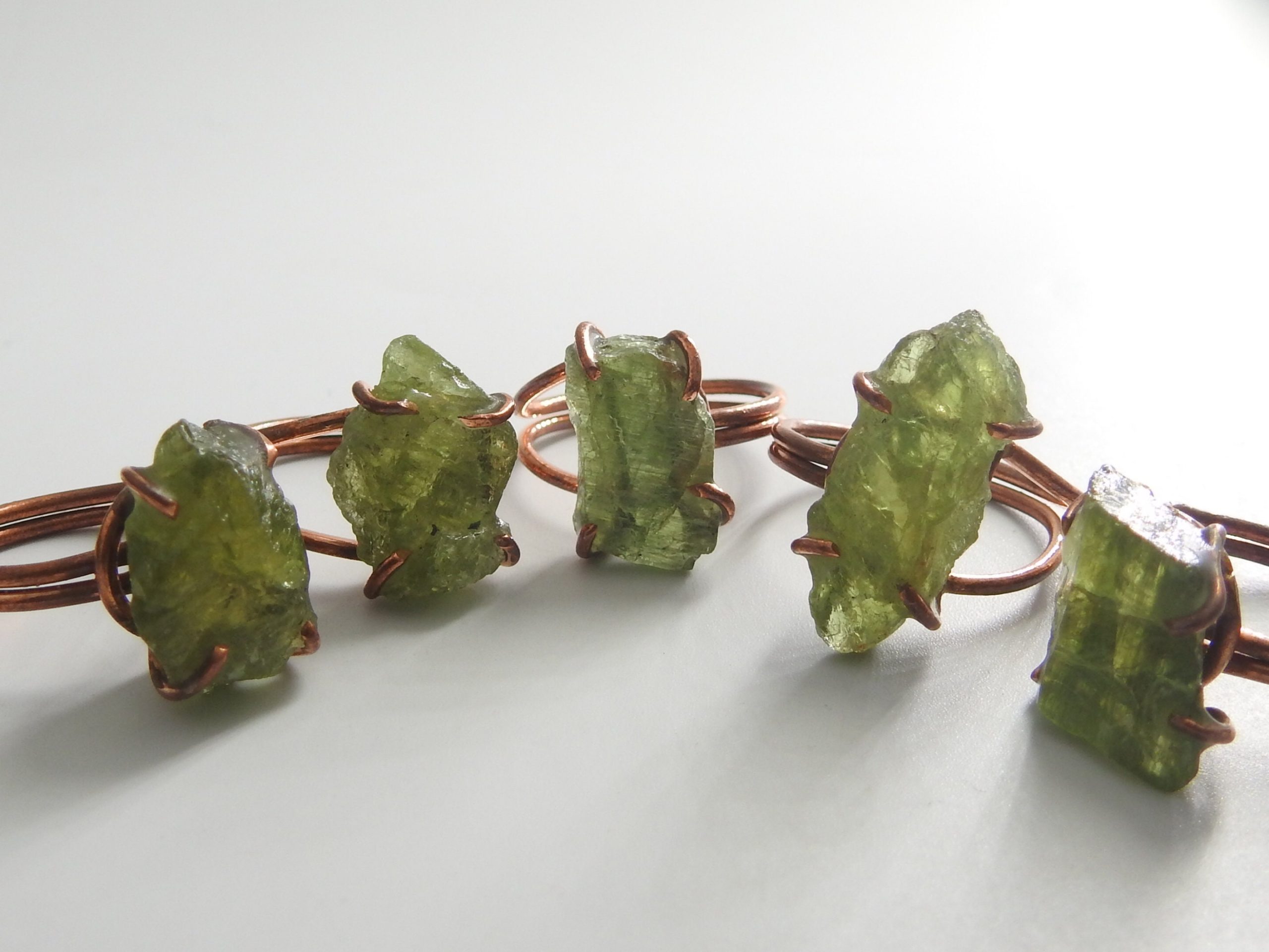 Grossular Garnet Rough Ring,Green,Wire Wrapping,Copper,Adjustable,Wire-Wrapped,Minerals Stone,One Of A Kind 15-20MM Long CJ-1 | Save 33% - Rajasthan Living 18