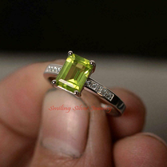 3.5 Carat Certificated Genuine Peridot Engagement Ring, Natural Gemstone, Best Gift for Her, Handmade Modern Jewelry | Save 33% - Rajasthan Living 5
