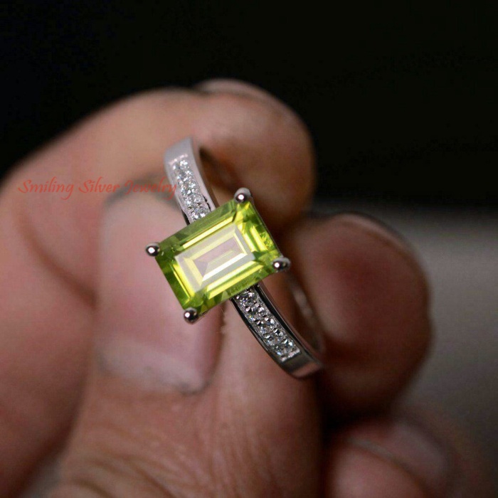 3.5 Carat Certificated Genuine Peridot Engagement Ring, Natural Gemstone, Best Gift for Her, Handmade Modern Jewelry | Save 33% - Rajasthan Living 7