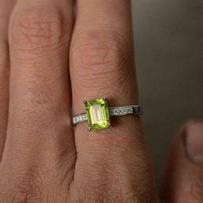 3.5 Carat Certificated Genuine Peridot Engagement Ring, Natural Gemstone, Best Gift for Her, Handmade Modern Jewelry | Save 33% - Rajasthan Living 8