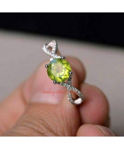2.5 Carat Round Cut Green Peridot Engagement Ring 5 Stone Solitaire 14k WhiteGold Over Ring for Gift, Women Ring | Save 33% - Rajasthan Living