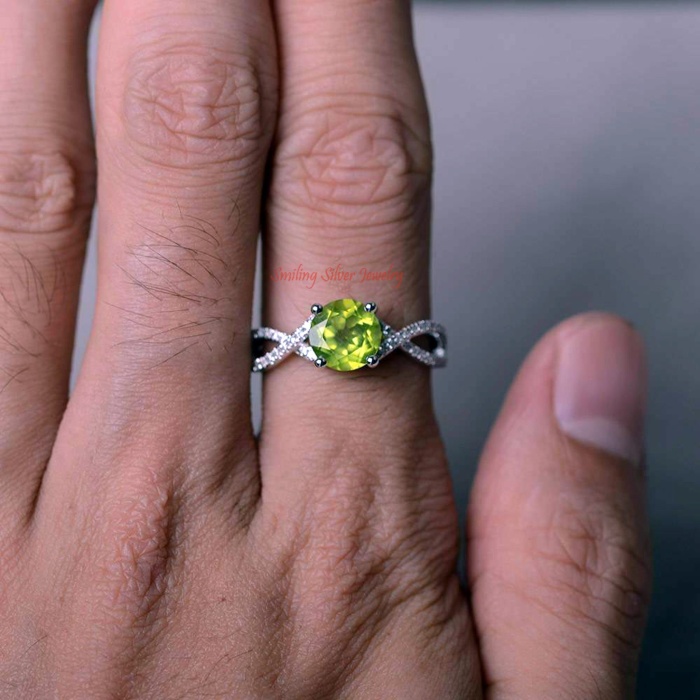 2.5 Carat Round Cut Green Peridot Engagement Ring 5 Stone Solitaire 14k WhiteGold Over Ring for Gift, Women Ring | Save 33% - Rajasthan Living 7
