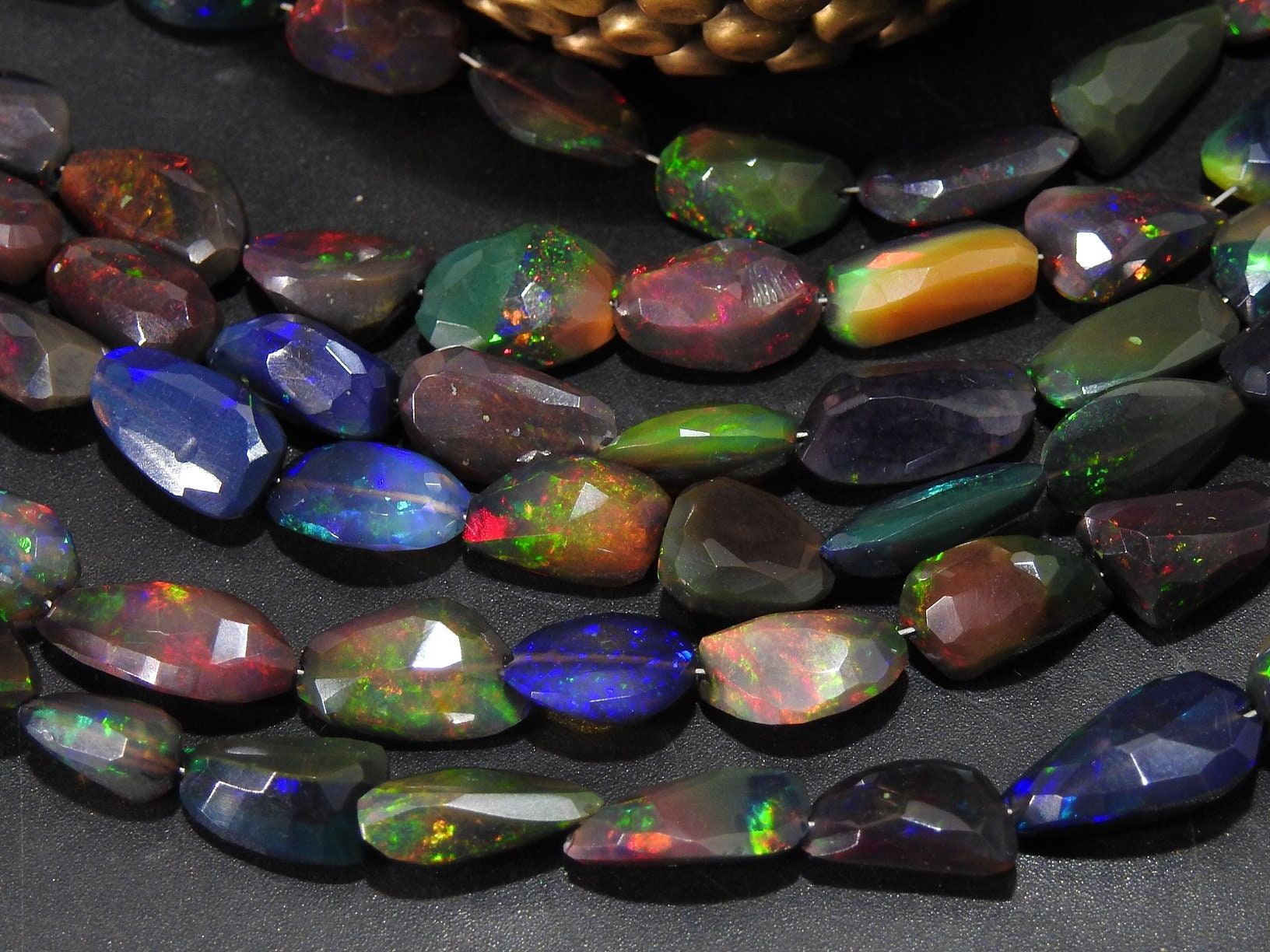 Ethiopian Black Opal Tumble,Faceted,Nugget,Multi Fire,Loose Stone,For Making Jewelry,Necklace,Wholesaler,Supplies 8Inch 100%Natural PME-EO2 | Save 33% - Rajasthan Living 23
